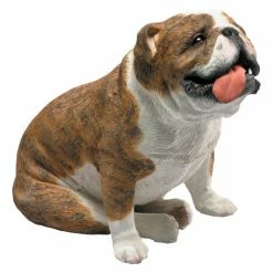 New ✔️ Animal Statues Sandicast Original Size Brindle Bulldog Sculpture - Sitting 👍