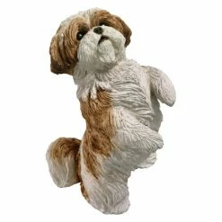 Deals 🥰 Animal Statues Sandicast Original Size Gold/White Shih Tzu Sculpture 😀