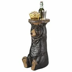 Budget 🎁 Animal Statues Design Toscano Black Forest Bear Pedestal Table 🎁
