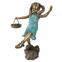 Outlet 🔔 Children Statues Design Toscano Brittany With A Basket Little Girl Cast Bronze Garden Statue 😀