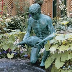 New 🛒 Other Garden Statues Design Toscano Man With Shell Spouting Cast Bronze Garden Statue ⌛