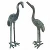 Outlet 🔔 Animal Statues Design Toscano Emerald Verde Small Cranes Cast Bronze Garden Statue - Set Of 2 😍 -Garden Statues Shop masterTOSC2009