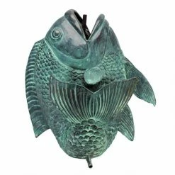 Promo 😉 Animal Statues Design Toscano Large Asian Dancing Fish Cast Bronze Spitting Garden Statue ✨