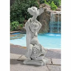 Flash Sale ✔️ Children Statues Design Toscano Boy On Dolphin Classical Garden Statue 🧨