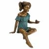 New 🥰 Children Statues Design Toscano Bridgette With Bird Garden Statue ⭐ -Garden Statues Shop masterTOSC2360