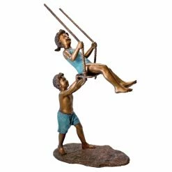 New 💯 Children Statues Design Toscano Swinging Children Garden Statue ❤️