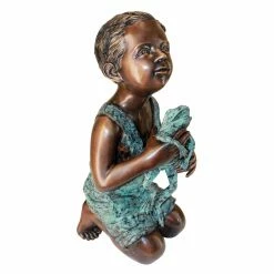 New ⭐ Children Statues Design Toscano New Friend Boy With Frog Cast Bronze Garden Statue 😉