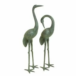 Brand new ❤️ Animal Statues DecMode Verdigris Crane Sculpture - Set Of 2 👍