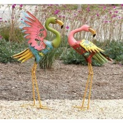Best Sale โ๏ธ Animal Statues DecMode Pastel Floral Flamingo Garden Sculpture - Set Of 2 ๐