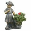 Outlet 💯 Children Statues LuxenHome Girl Picking Flowers Statue And Plant Holder 👍 -Garden Statues Shop masterWINH002
