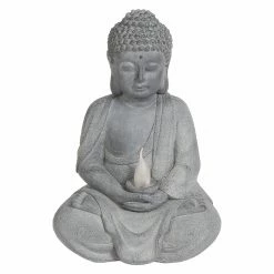 Budget ❤️ Oriental Statues LuxenHome Meditating Buddha Statue With Solar Light 🤩