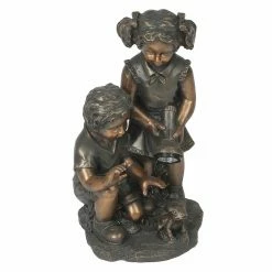 Buy ✨ Children Statues LuxenHome Boy And Girl Statue With Solar Light 💯
