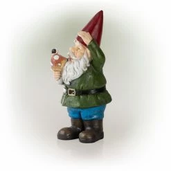 Coupon ⌛ Alpine Garden Gnomes Grady Garden Gnome With Mushroom Cast Resin Garden Statue 🥰 -Garden Statues Shop scaleALP468
