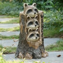 Budget 🌟 Animal Statues Hi-Line Gift Ltd. Stacking Raccoon Welcome Sign 🛒 -Garden Statues Shop scaleHILI1004