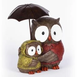 Coupon ⭐ Animal Statues Hi-Line Gift Ltd. 👩 Mother And Baby Owl Under Umbrella Figurine ❤️ -Garden Statues Shop scaleHILI997
