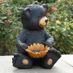 Flash Sale 🛒 Animal Statues Hi-Line Gift Ltd. Bear Cub Holding Sunflower Figurine 🥰 -Garden Statues Shop scaleHILI999